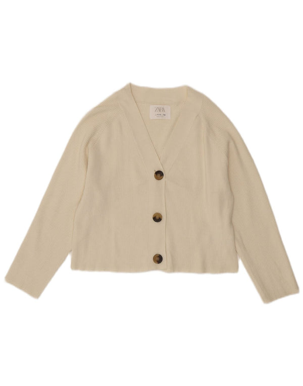 Suéter Zara Girls Crop Cardigan 11-12 Anos Bege Viscose