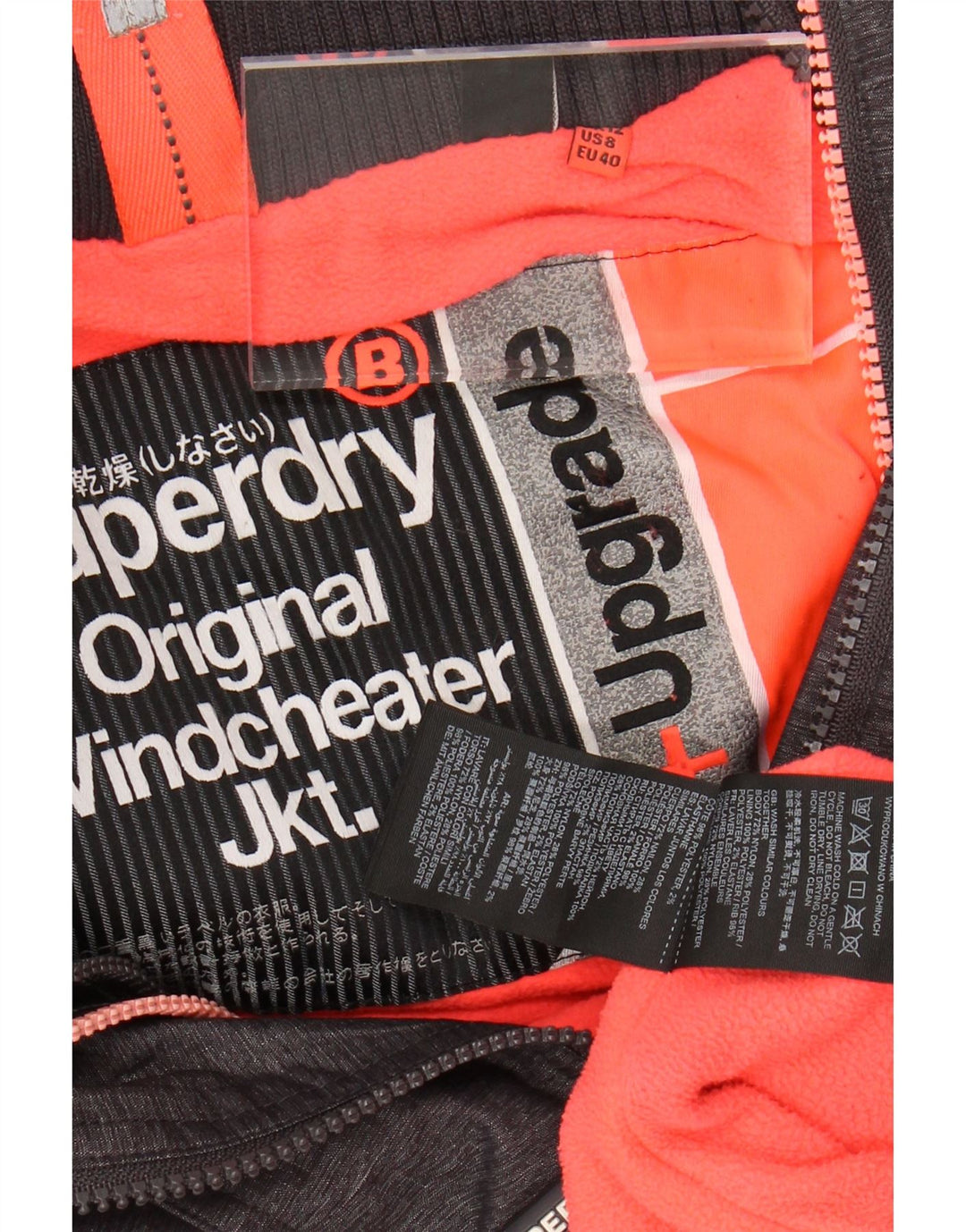 Jaqueta corta-vento feminina SUPERDRY com capuz e capuz Reino Unido 12 cinza médio