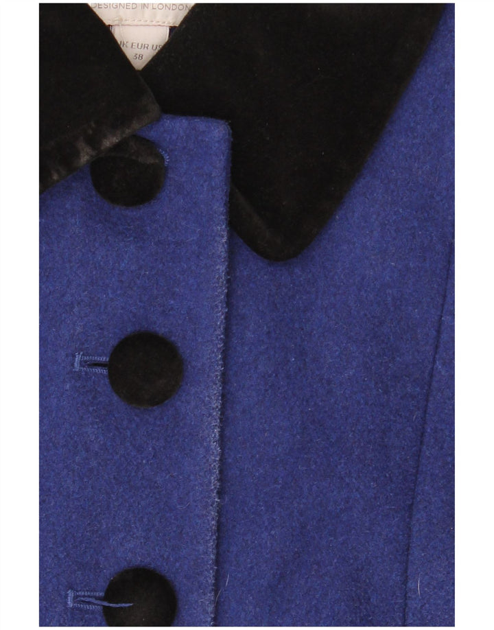 Sobretudo feminino Monsoon UK 10 pequeno bloco colorido azul