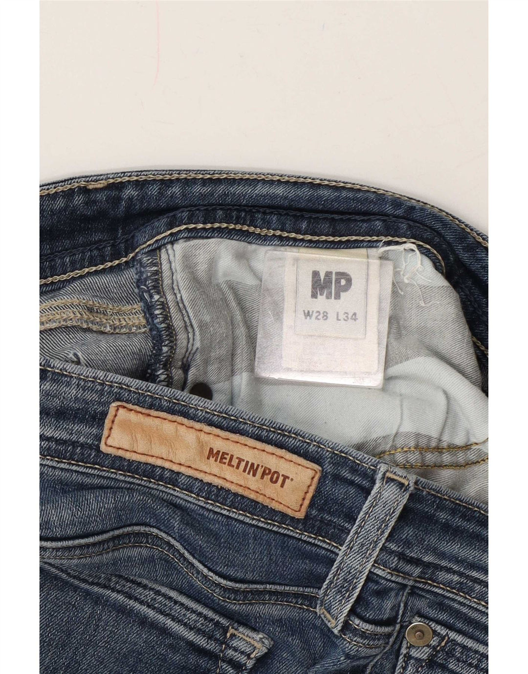 Meltin' Pot Calça jeans feminina slim W28 L34 algodão azul