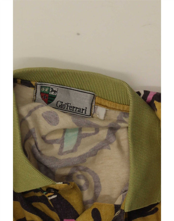 Camisa polo masculina gio ferrari médio amarelo geométrico