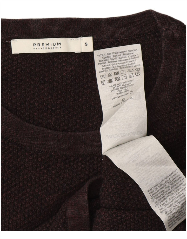 JACK & JONES Top masculino de manga comprida pequeno algodão cor de vinho