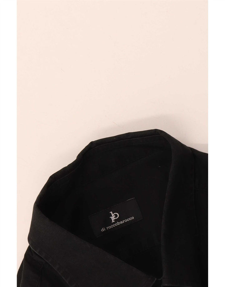 Roccobarocco Camisa masculina de manga curta preta média
