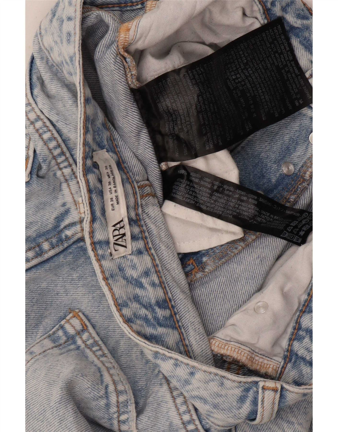 Zara Calça Jeans Masculina Cropped EU 30 Pequeno W30 L26 Azul Algodão