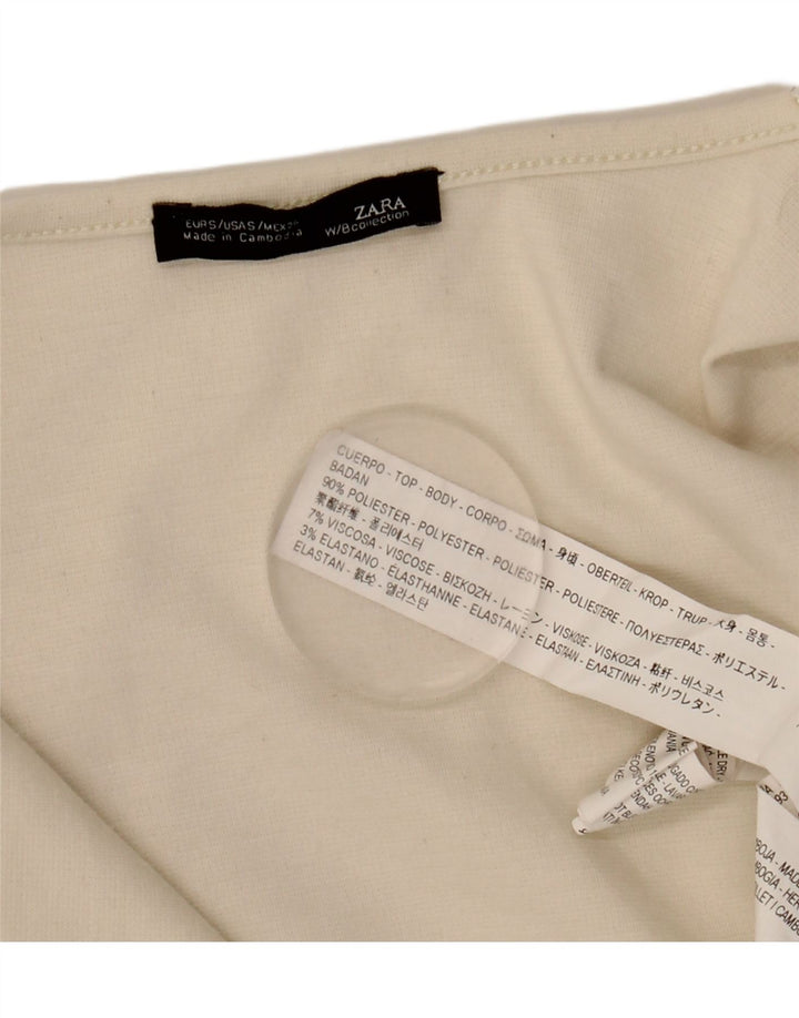 Zara Cardigan assimétrico feminino Top UK 10 pequeno poliéster branco