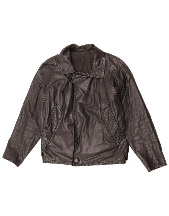 Jaqueta de couro masculina vintage EU 50 grande couro preto
