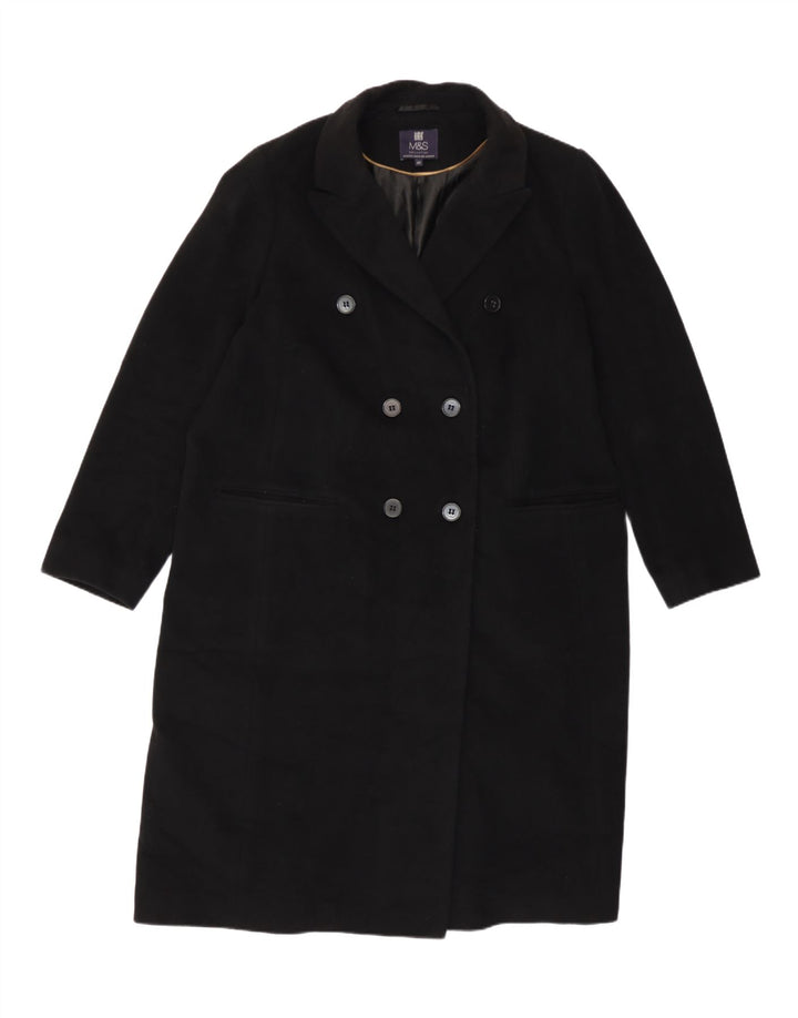 Casaco feminino Marks & Spencer com peito duplo UK 20 2XL lã preta