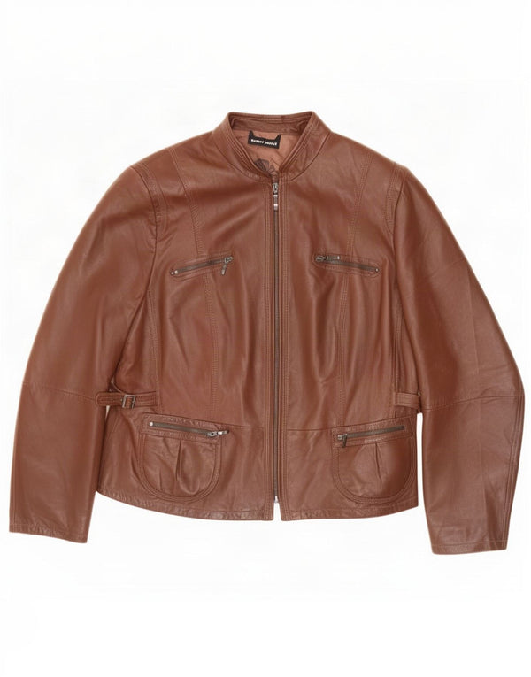 Jaqueta de couro grande feminina Gerry Weber Reino Unido 16 grande marrom