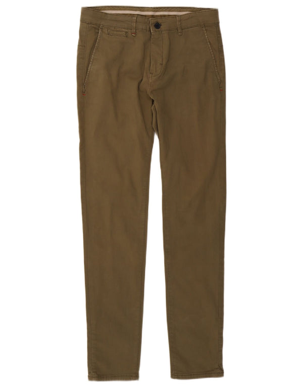 Zara Mens Slim Chino Trousers EU 38 Small W30 L31 Khaki Cotton
