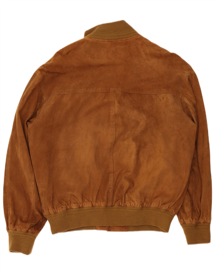 Jaqueta bomber masculina de camurça Living World Reino Unido 42 XL bege