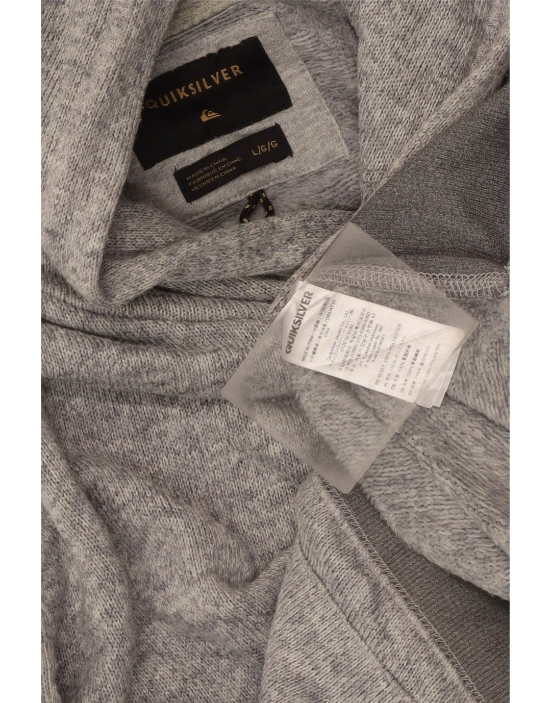 Suéter com capuz masculino Quiksilver grande cinza colorblock poliéster