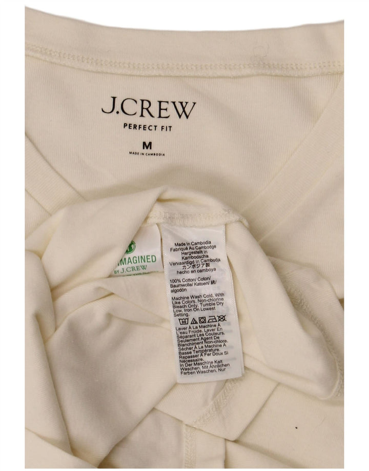 J. Crew Top feminino Perfect Fit manga comprida Reino Unido 12 algodão branco médio