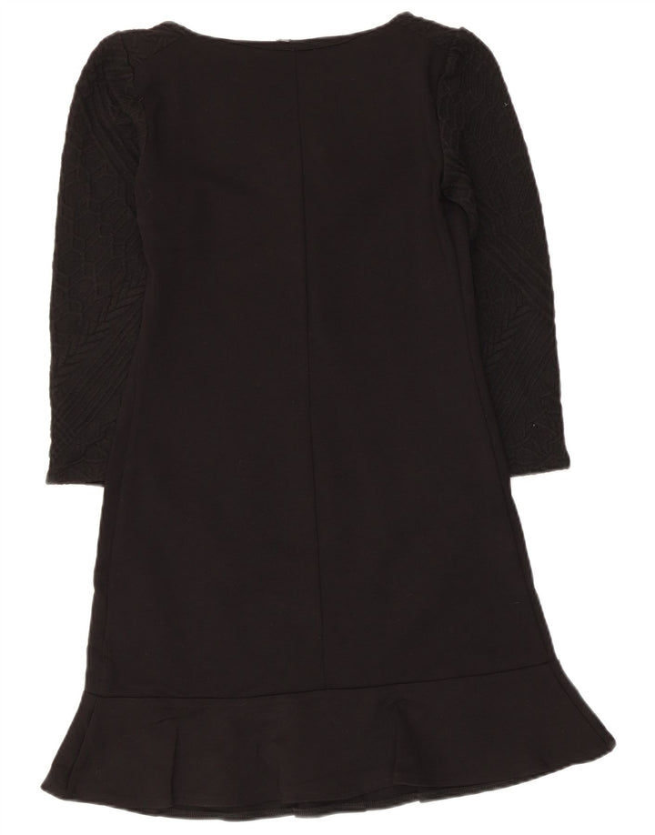 Vestido básico feminino Naf Naf manga 3/4 UK 8 pequeno preto viscose