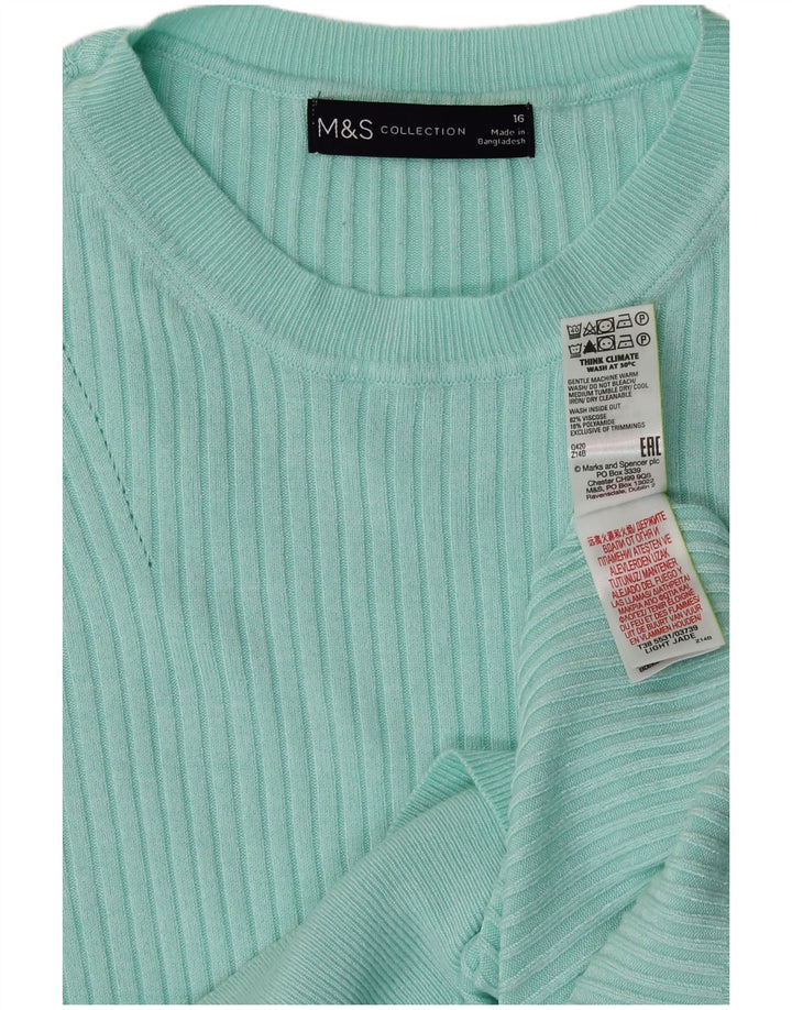 MARKS & SPENCER Womens Crew Neck Jumper Sweater UK 16 Large Turquoise