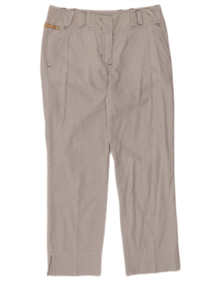 Calças cortadas femininas SPORTMAX UK 8 pequenas W28 L25 listras cinza