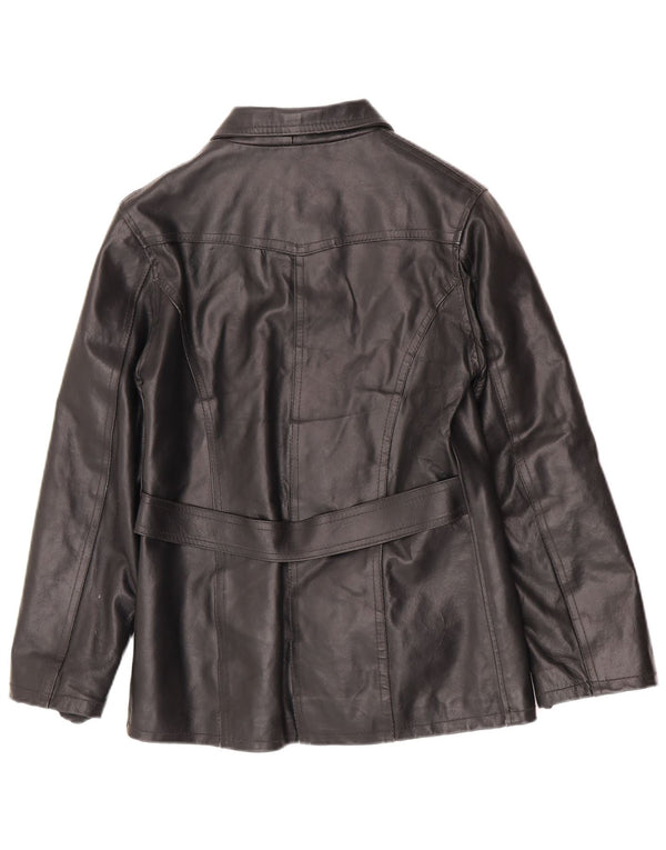 Jaqueta de couro feminina Bayside UK 10 pequena preta
