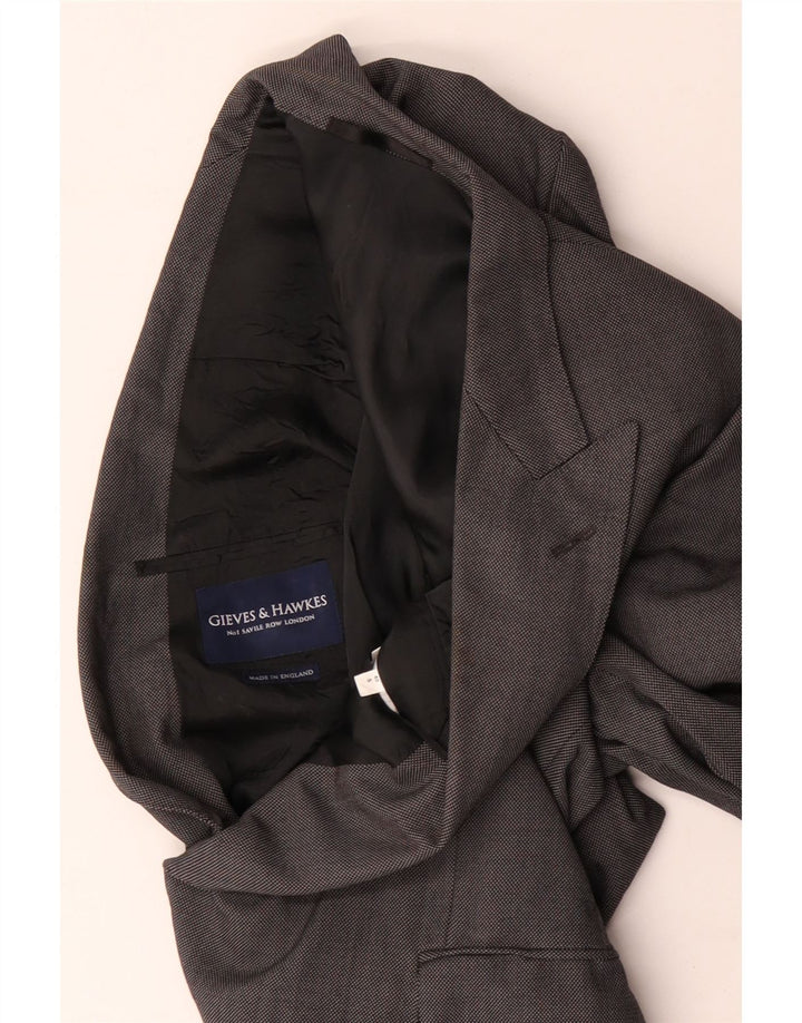 Gieves & Hawkes Jaqueta Blazer Masculina Slim Fit Reino Unido 40 Grande Cinza