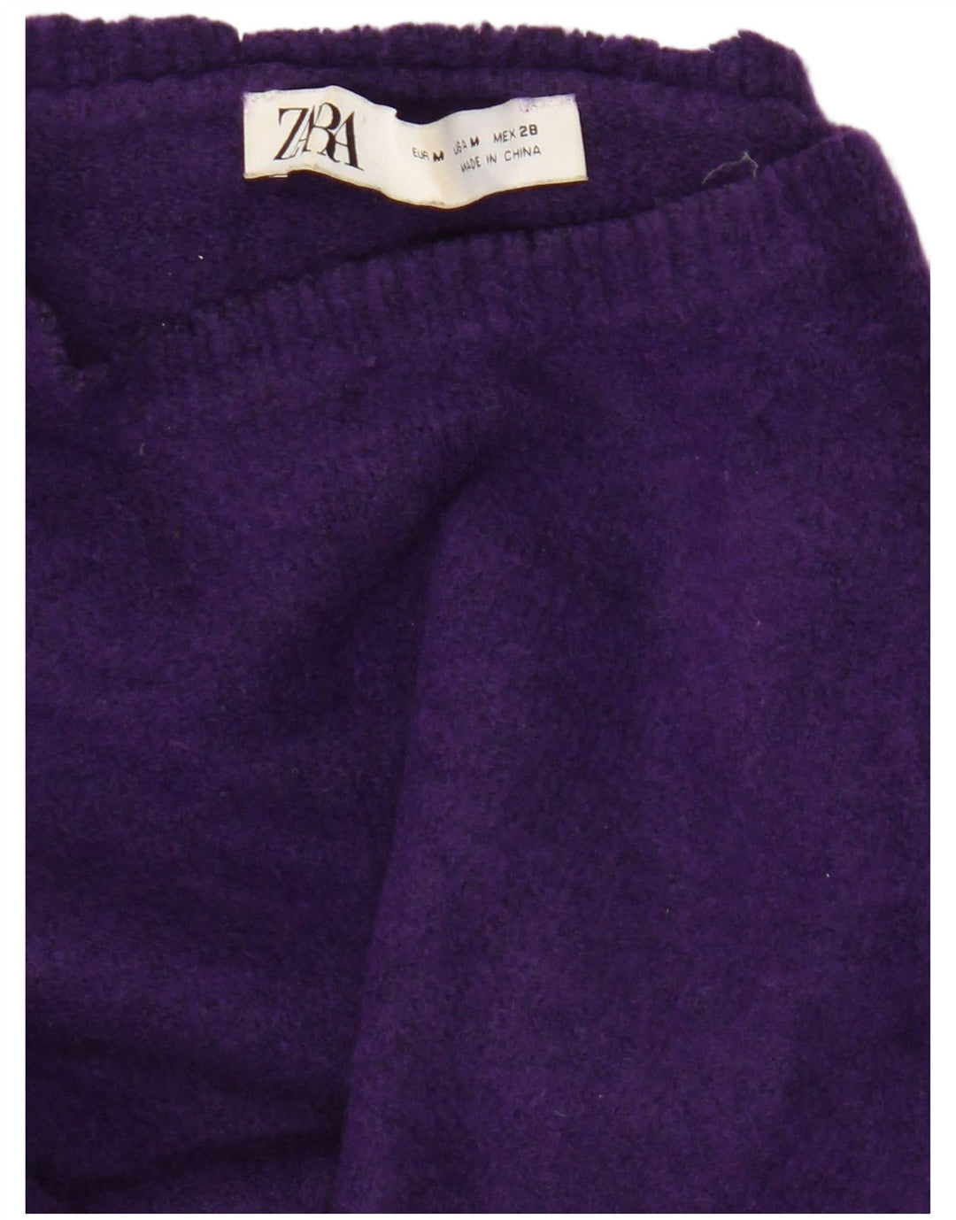 Suéter feminino Zara com gola redonda e gola redonda, Reino Unido 14 Médio Roxo