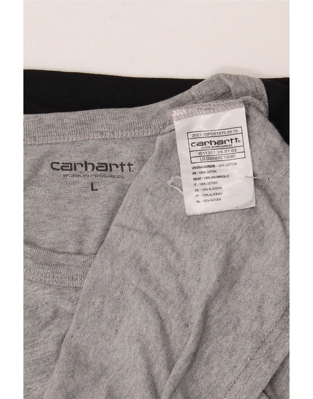 Carhartt Mens Top Manga Longa Grande Algodão Colourblock Cinza