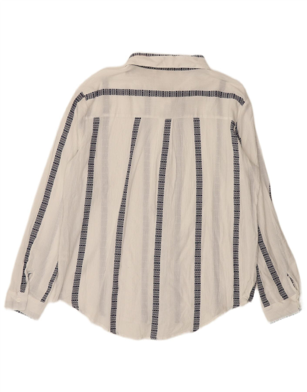 Camisa feminina BKE UK 16 grande algodão listrado branco