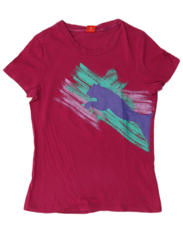 Puma Camiseta Feminina Graphic Top UK 12 Médio Algodão Rosa
