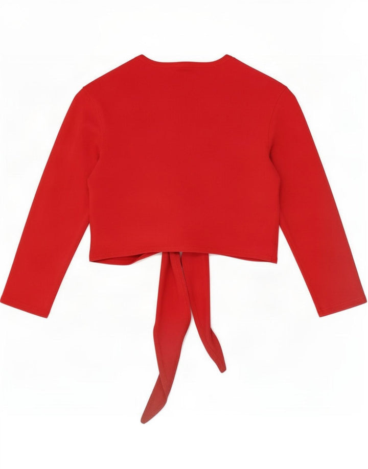 Top feminino Marks & Spencer com gravata frontal e manga 3/4 Reino Unido 14 médio vermelho