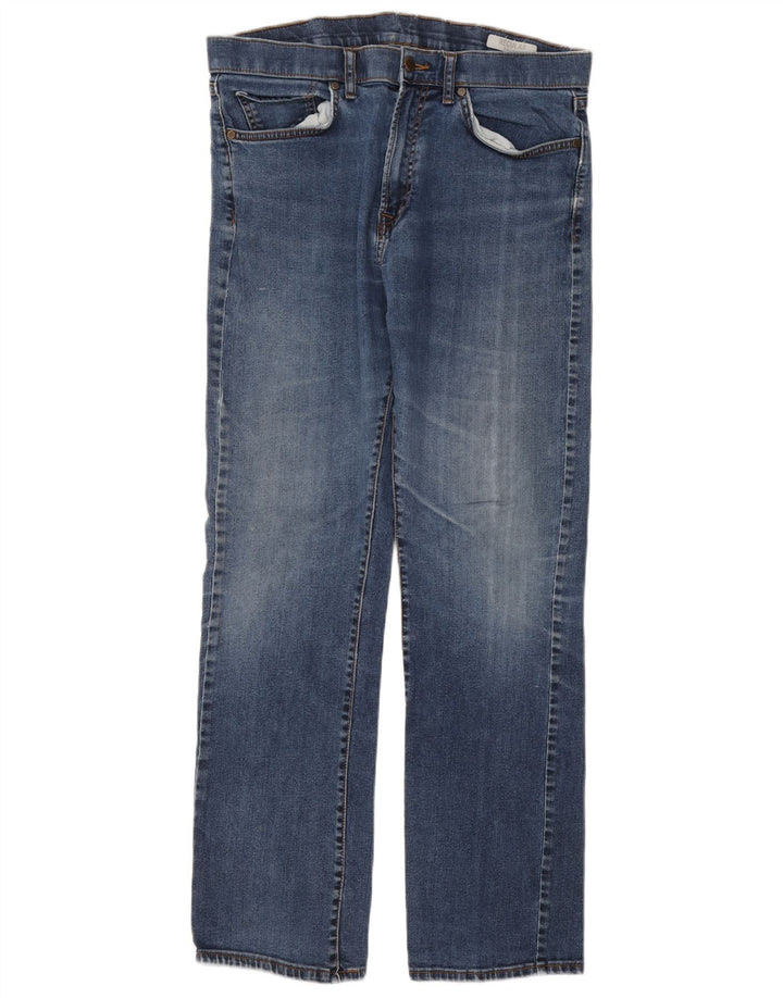 Calça jeans reta regular masculina Marks & Spencer W36 L33 azul algodão
