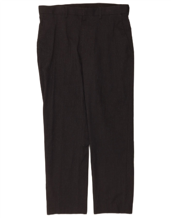 Calça chino reta masculina Marks & Spencer W32 L29 cinza manchada
