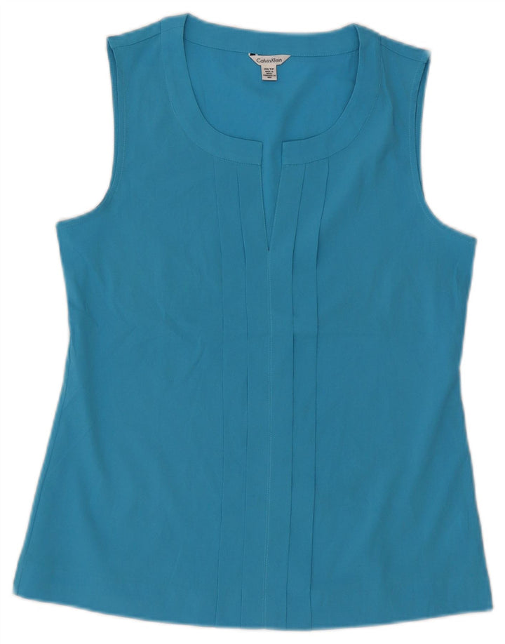 Blusa feminina sem mangas Calvin Klein UK 6 XS azul poliéster