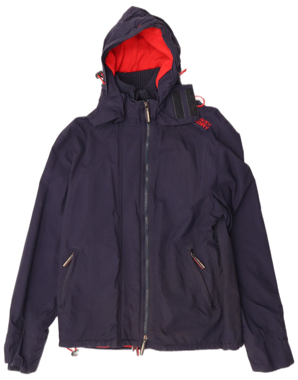 Jaqueta corta-vento masculina Superdry com capuz e blusão UK 42 XL azul marinho