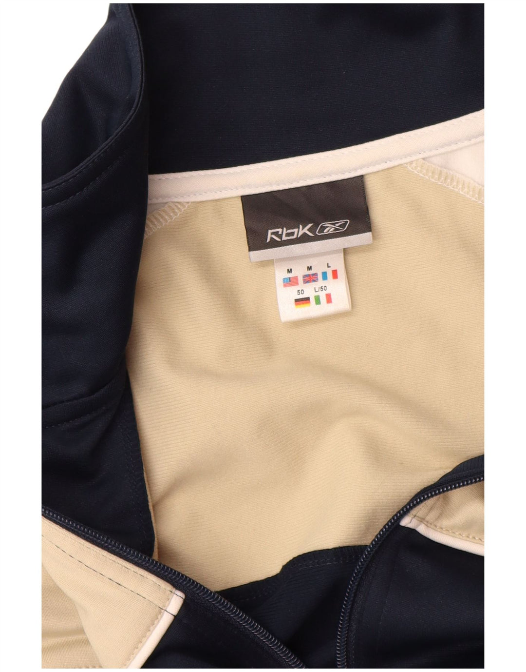 REEBOK Mens Treino Top Jaqueta Médio Azul Marinho Colourblock Poliéster