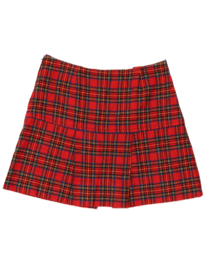 Minissaia feminina vintage W30 xadrez vermelho médio