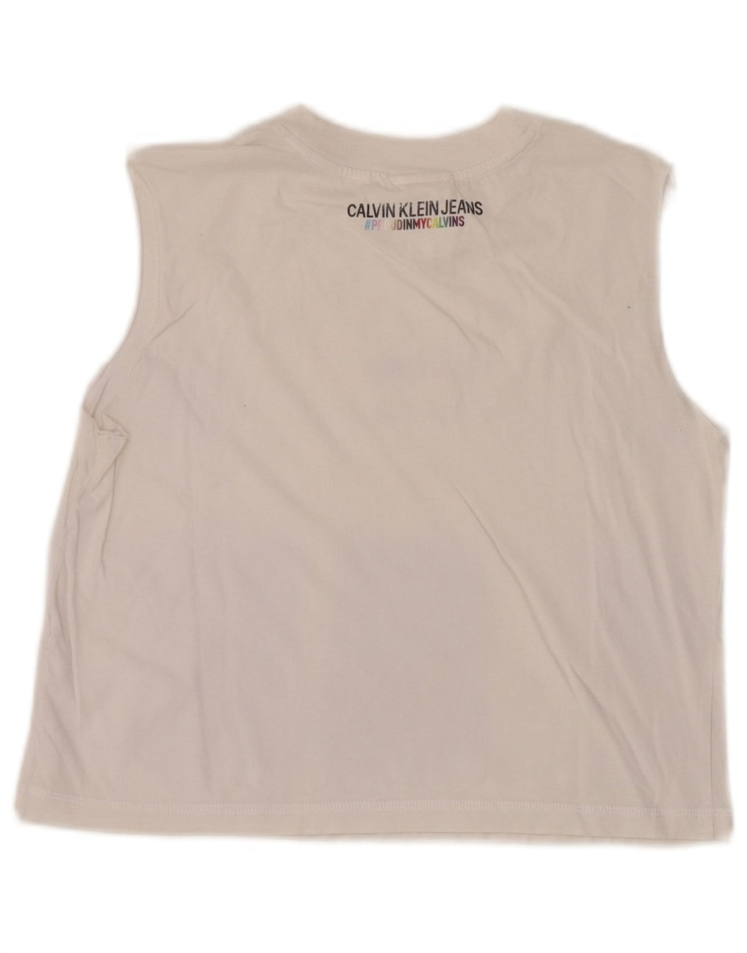Calvin Klein Feminino Crop Graphic Vest Top UK 12 Médio Branco
