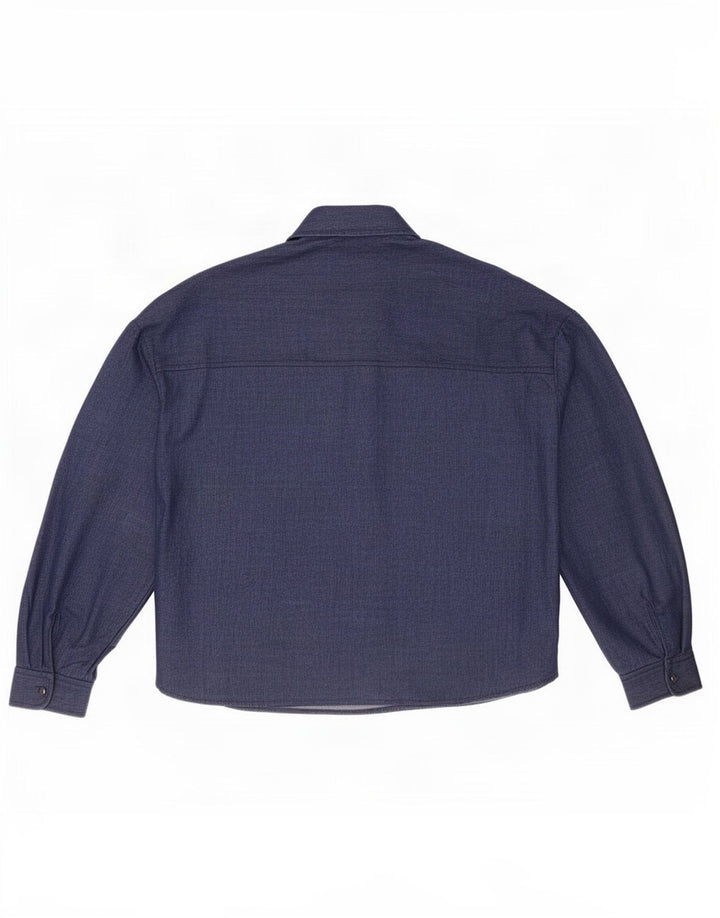 Camisa oversized feminina Zara UK 6 XS azul marinho poliéster