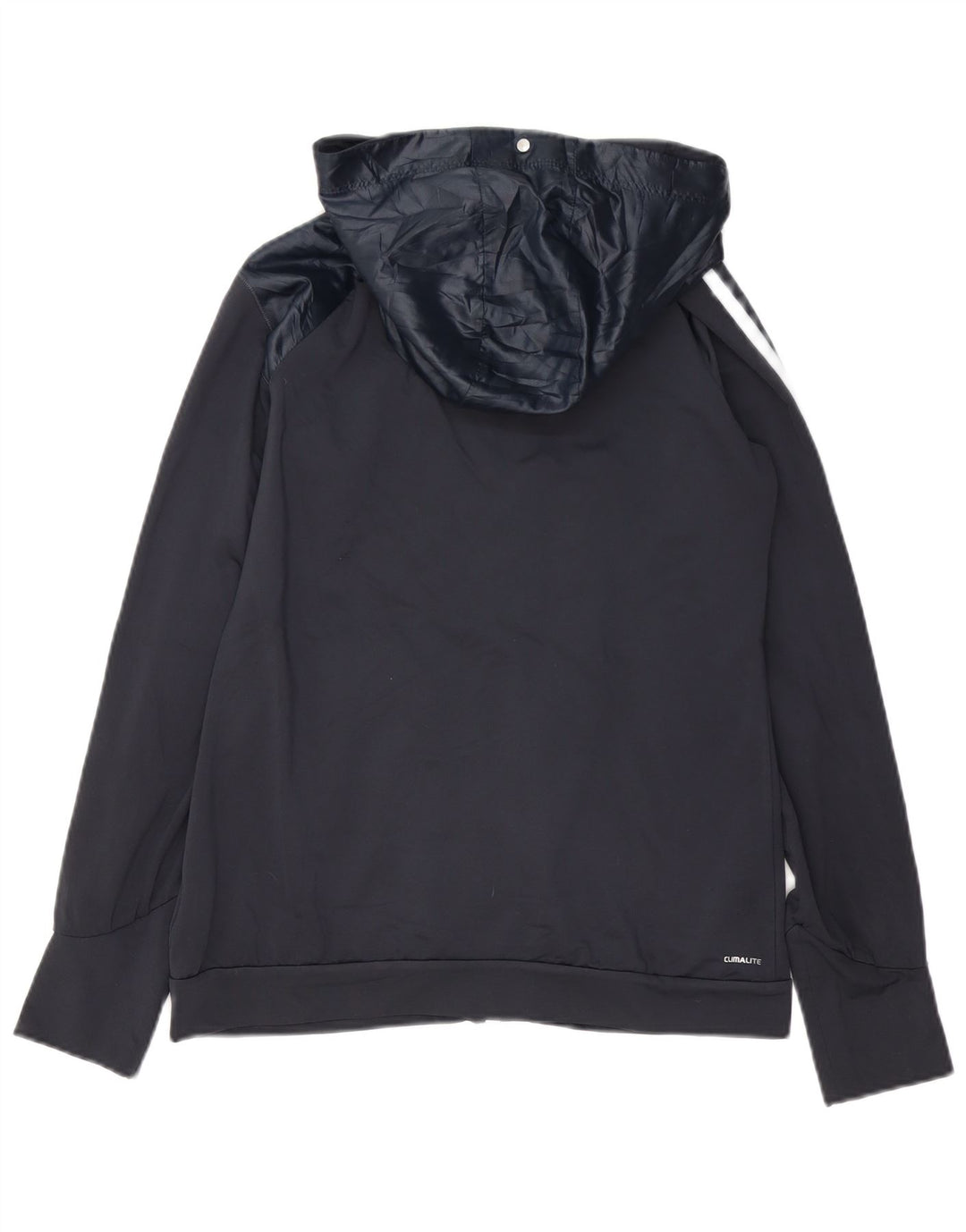 Adidas Womens Climalite Hooded Tracksuit Top Jacket UK 12 Médio Azul Marinho