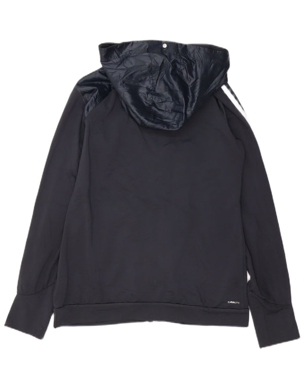 Adidas Womens Climalite Hooded Tracksuit Top Jacket UK 12 Médio Azul Marinho