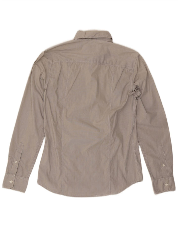 Camisa masculina Guess de algodão listrado cinza médio