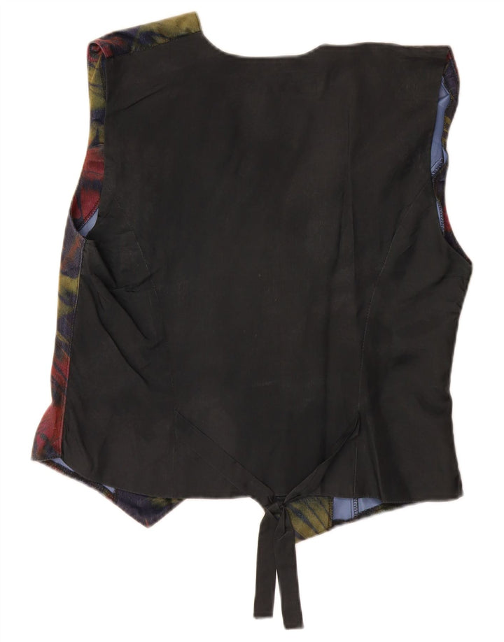 Colete feminino VINTAGE UK 12 médio azul marinho floral