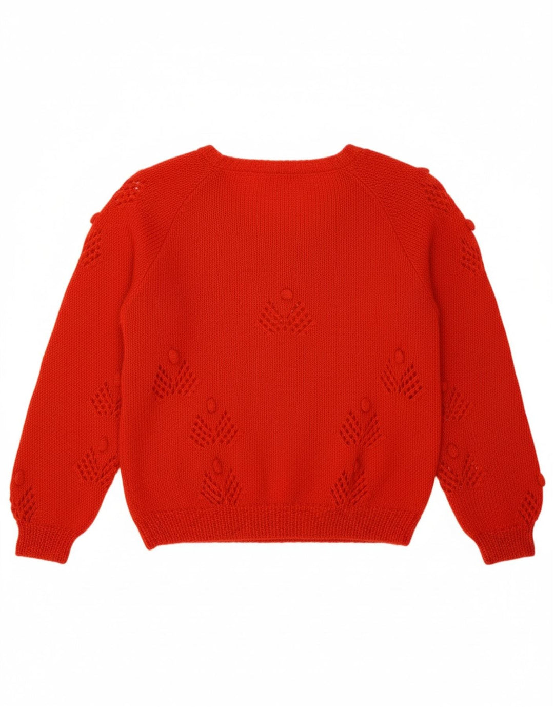 Suéter feminino VINTAGE com decote em V UK 14 vermelho médio