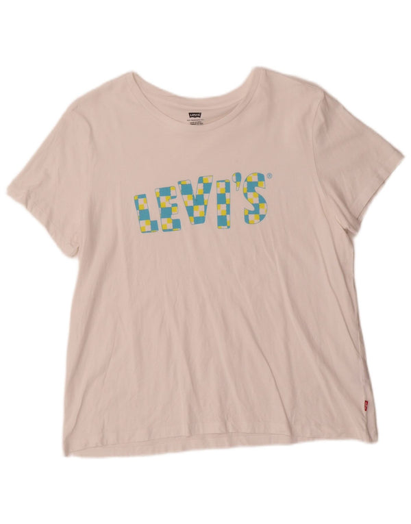 Camiseta feminina gráfica Levi's UK 18 XL algodão branco