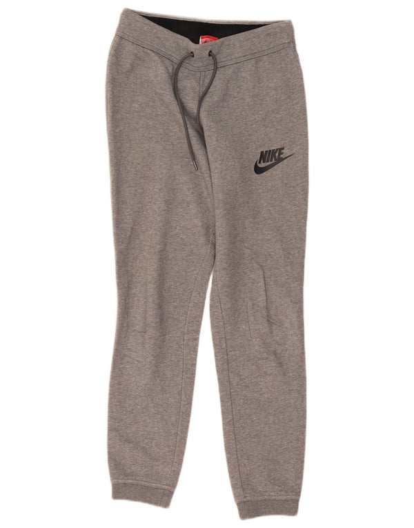 Calça de treino feminina Nike Joggers UK 8 pequena cinza manchada de algodão