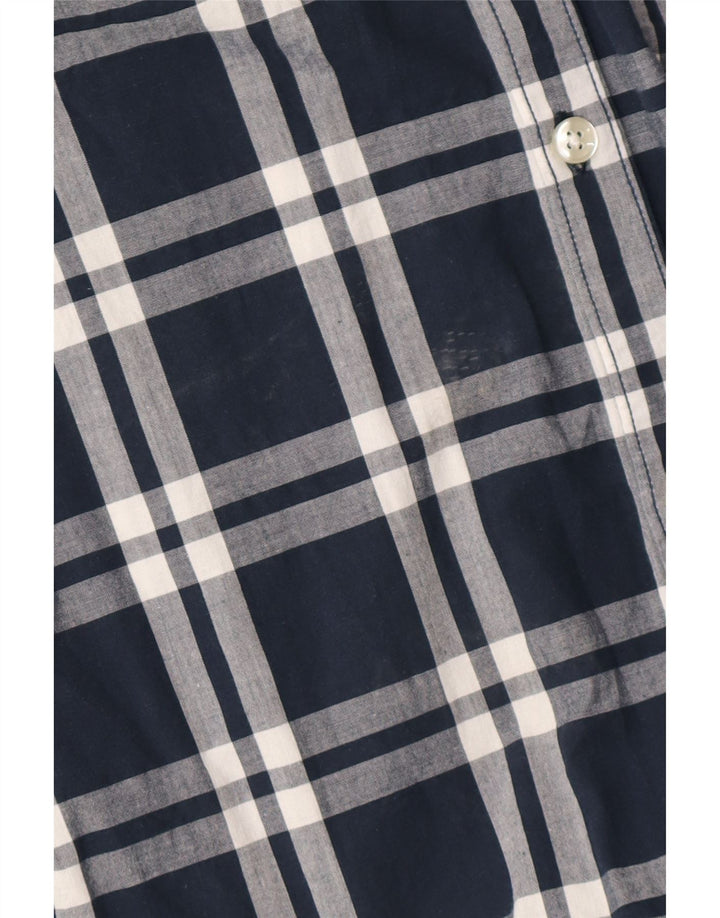 Camisa masculina de manga curta Jack & Jones de algodão xadrez azul marinho médio
