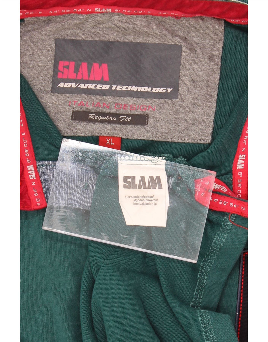 SLAM Mens Regular Fit Long Sleeve Polo Shirt XL Green Cotton Vintage Slam and Second-Hand Slam from Messina Hembry 