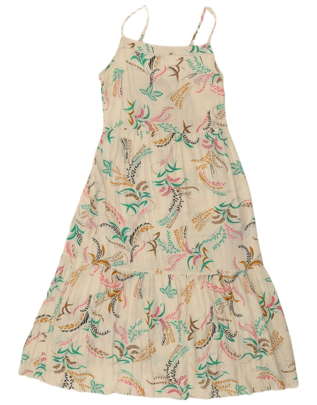 Vestido de verão feminino Marks & Spencer UK 12 médio off white floral viscose