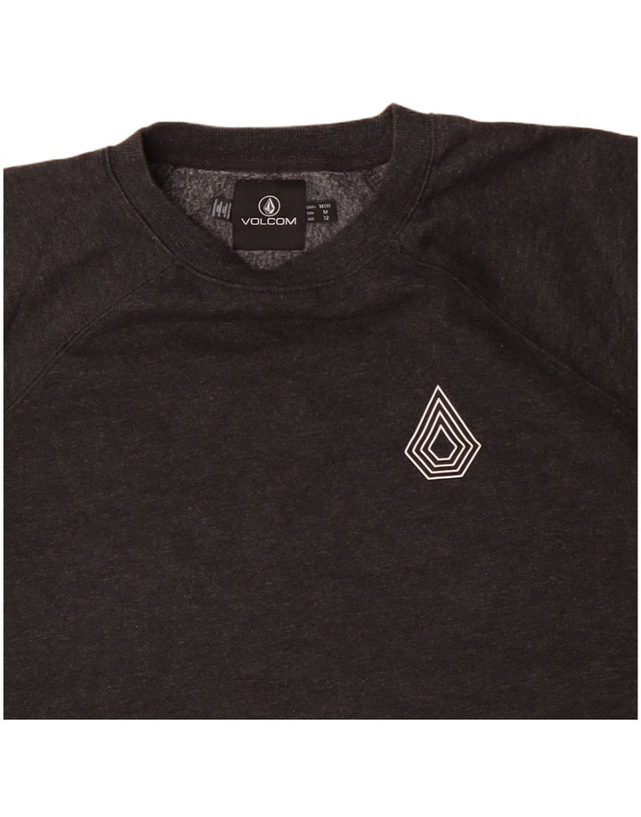 Volcom moletom feminino jumper US 8 algodão cinza médio