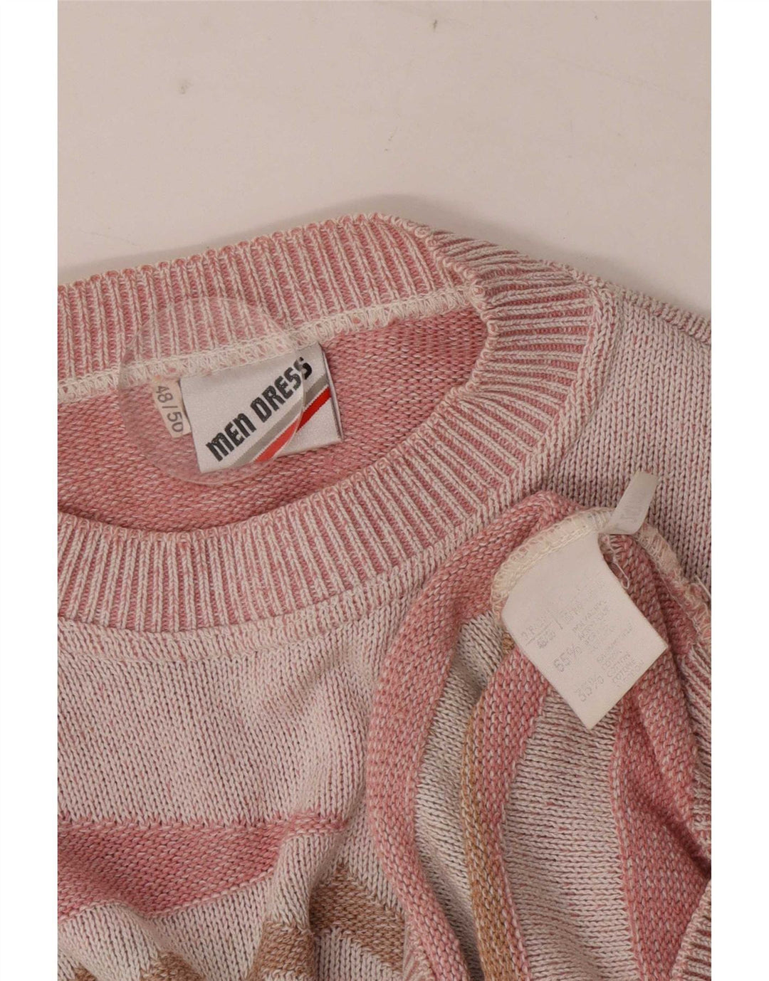 Suéter vintage masculino com gola redonda IT 48/50 médio rosa geométrico