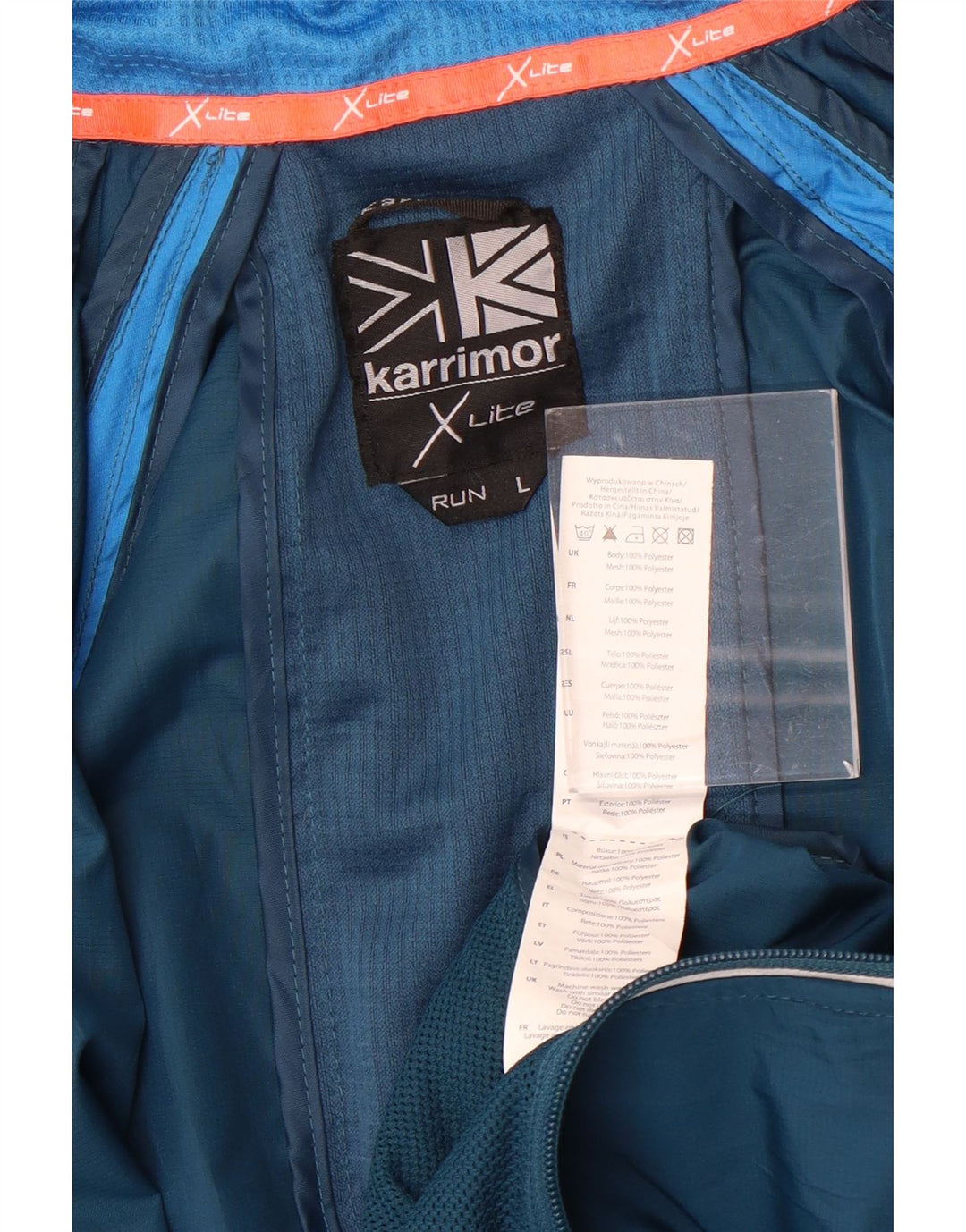 Jaqueta superior de agasalho masculino Karrimor Reino Unido 40 grande poliéster Colourblock azul