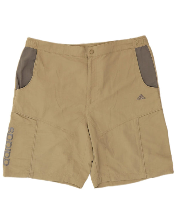 ADIDAS Mens Shorts W40 XL Khaki Colourblock Nylon