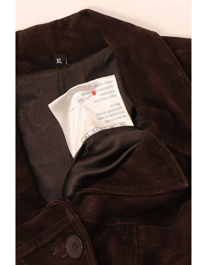 Jaqueta de camurça feminina vintage Reino Unido 18 XL couro marrom