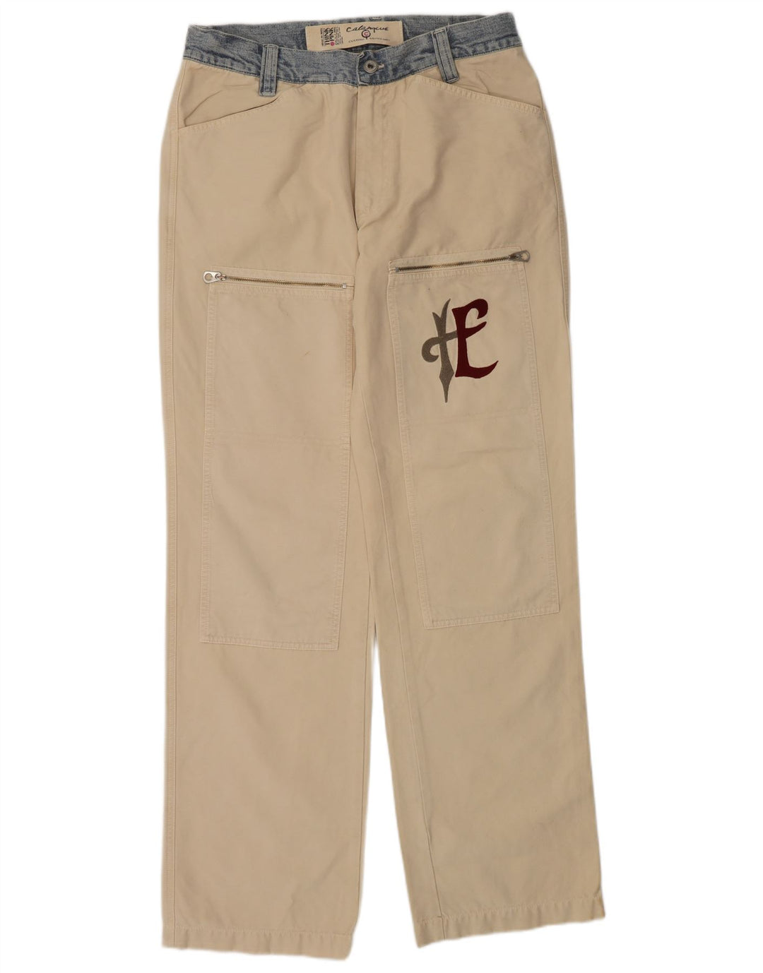 Calça cargo regular masculina Think Pink EU 48 médio W32 L33 algodão bege